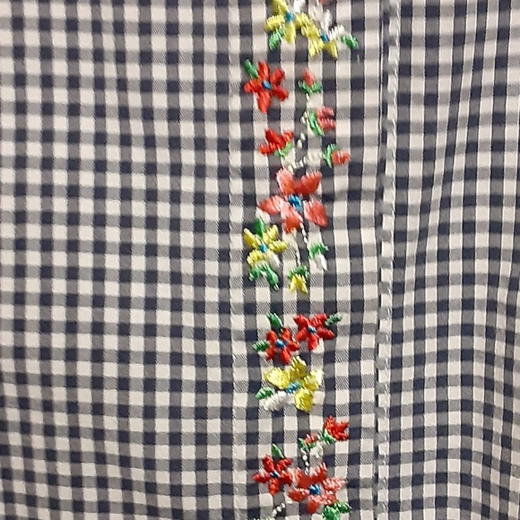 Westbound Checked Embroidered Button Down Top - Picture 6 of 7